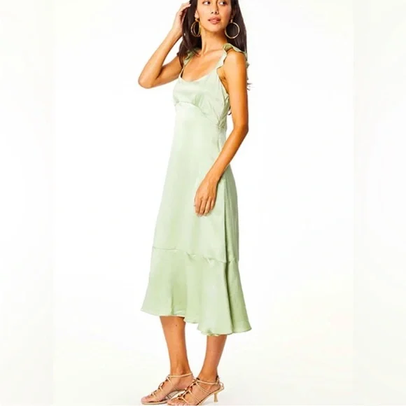 Roller Rabbit Quinn Silk Midi Dress Large Sage Green NEW - Picture 3 of 14